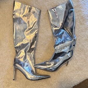 Silver High Heel Boots